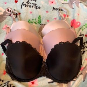 Bundle: 3 VS dream angels lined demi bras 36DDD